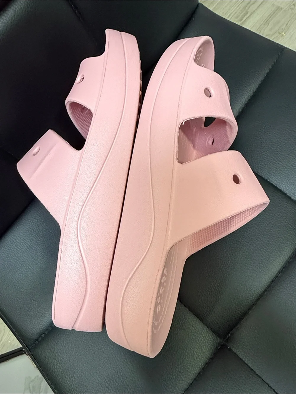 CROCS Light Pink Two-Strap Slide Sandals - Picture 6 of 7